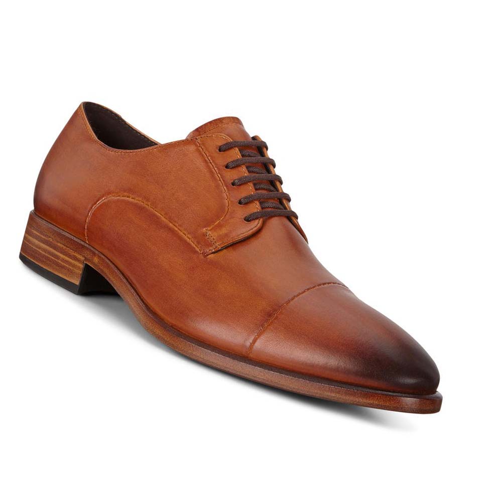 Men's Ecco Vitrus Mondial Cap-toe Derby Dress Shoes Orange | USA 539ZUT